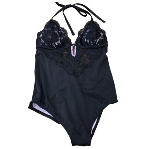 Adore Me Lacey Black Over Purple Underlayer, NWOT, Medium - Picture 1 of 8